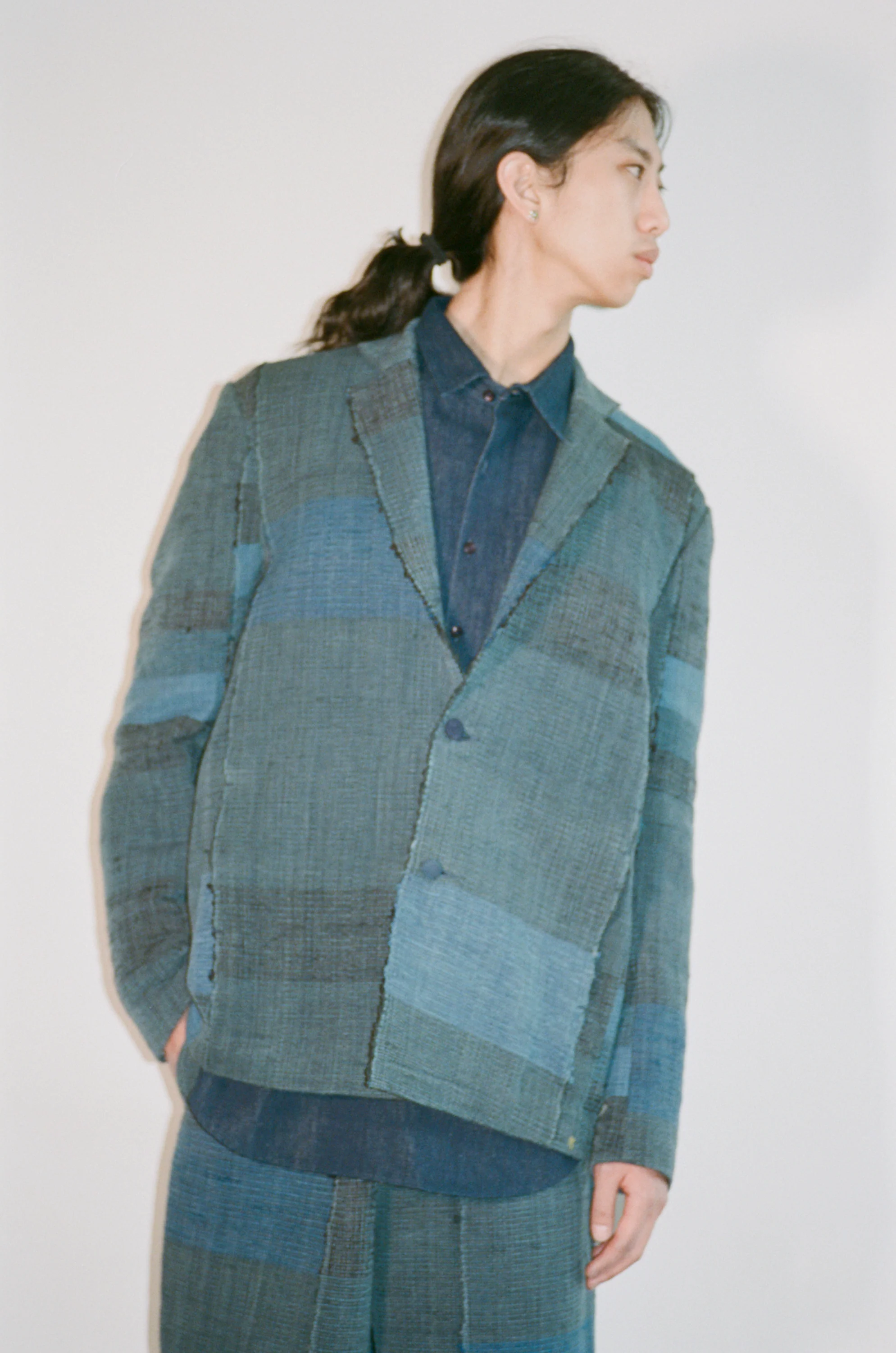 11.11 HAND WOVEN PATCHWORK JACKET - INDIGO - Image 3