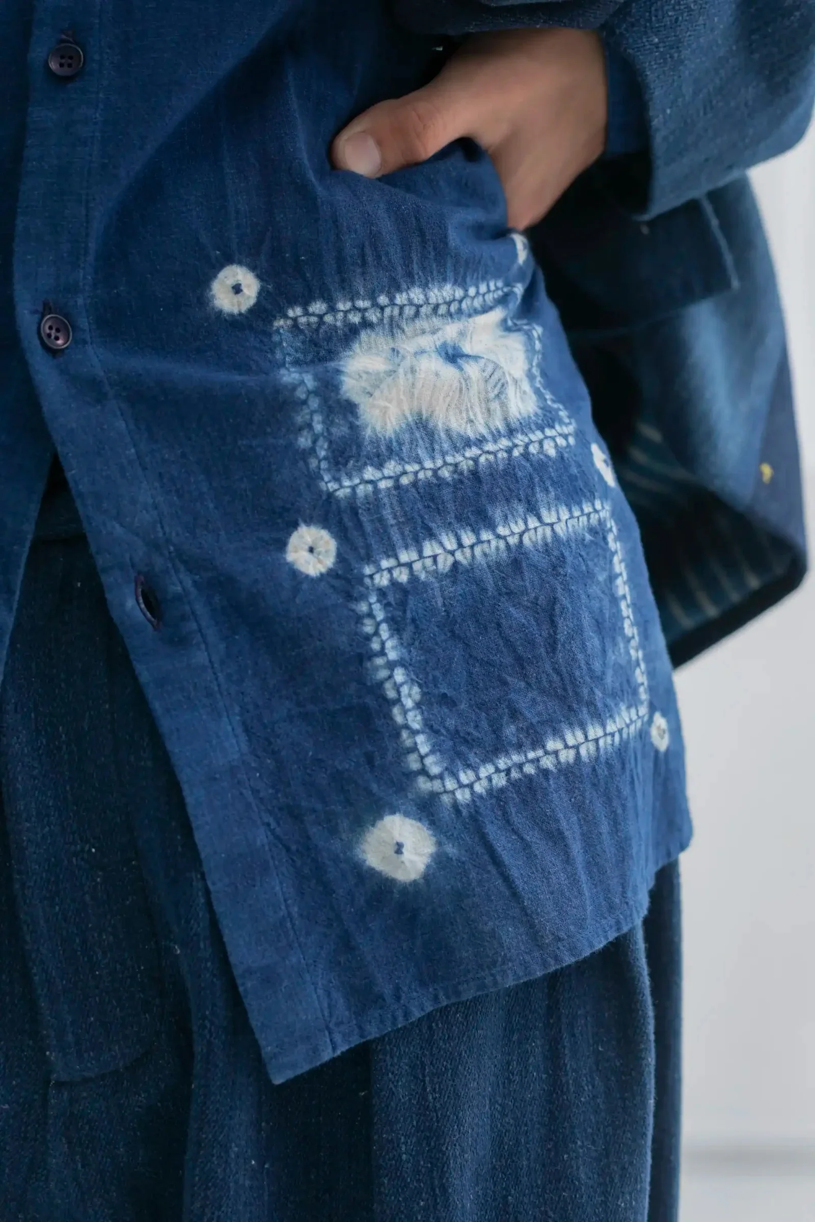 11.11 LOVERS SHIBORI SHIRT - MEDIUM INDIGO - Image 3