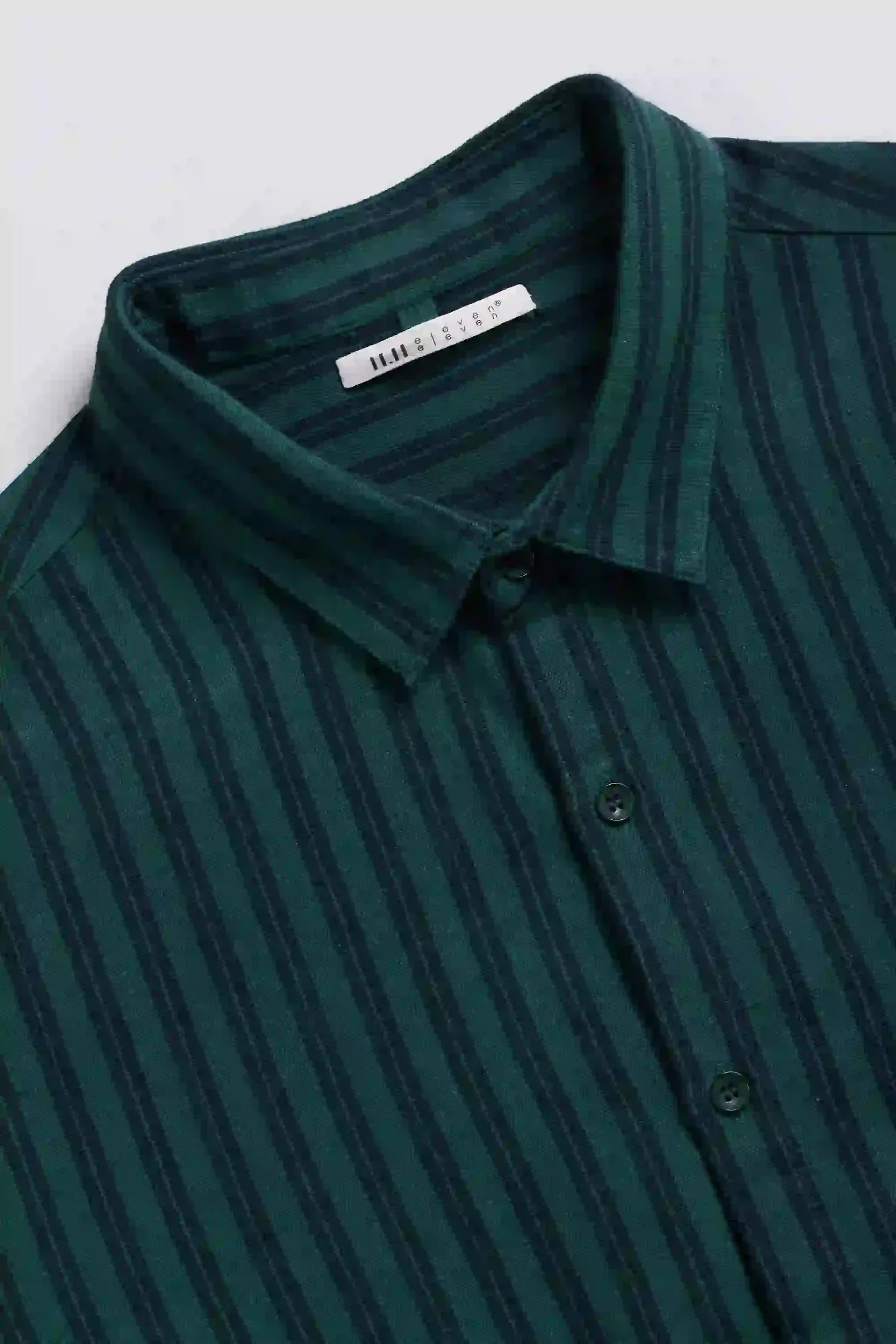 11.11 LOVERS STRIPED SHIRT - BOTTLE GREEN - Image 3