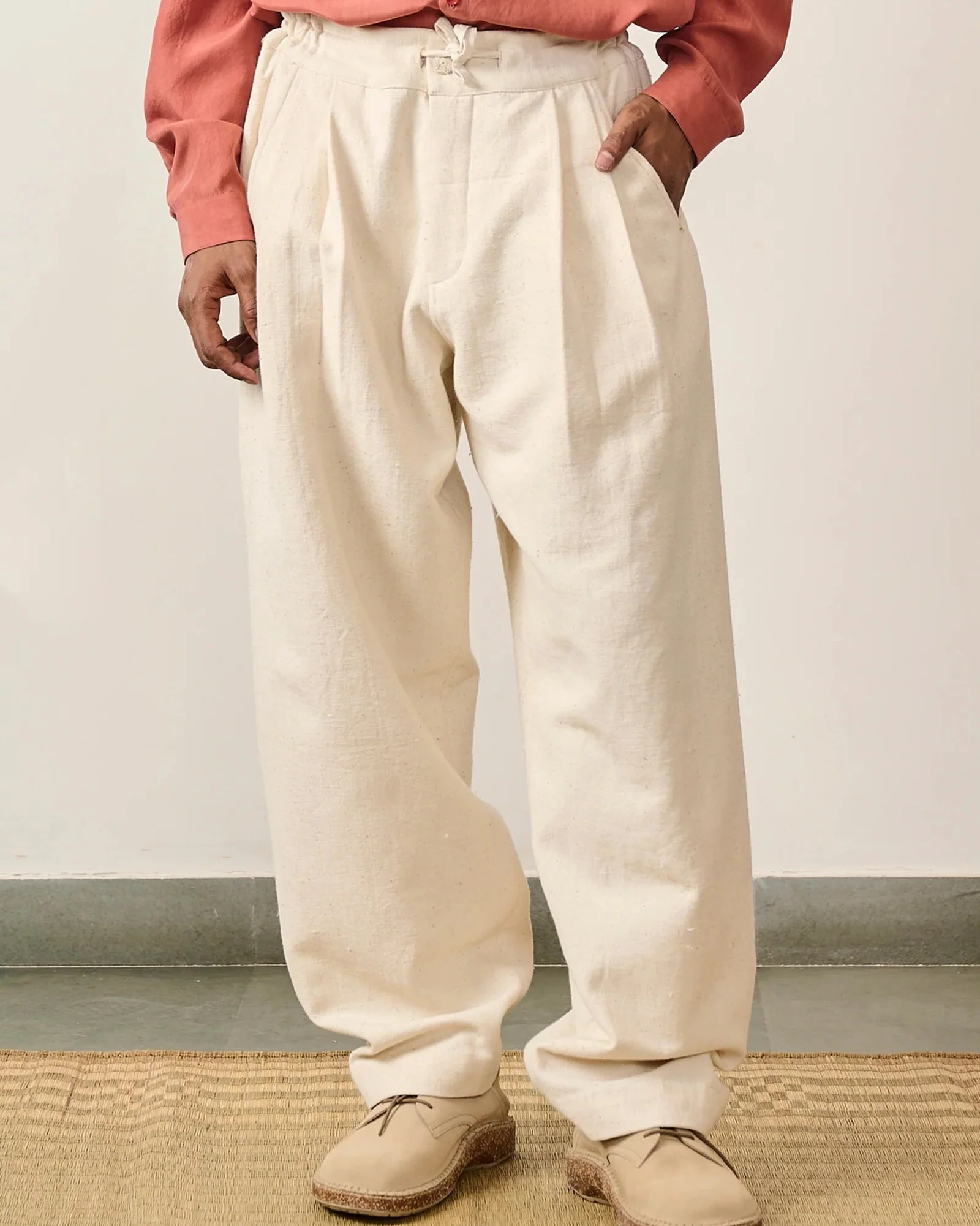 11.11 ORGANIC COTTON WIDE LEG TROUSER - ECRU - Image 3