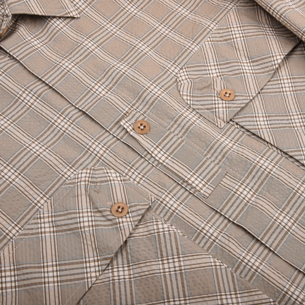 1ST PAT-RN PATH OVERSHIRT - BEIGE GLENCHECK - Image 6