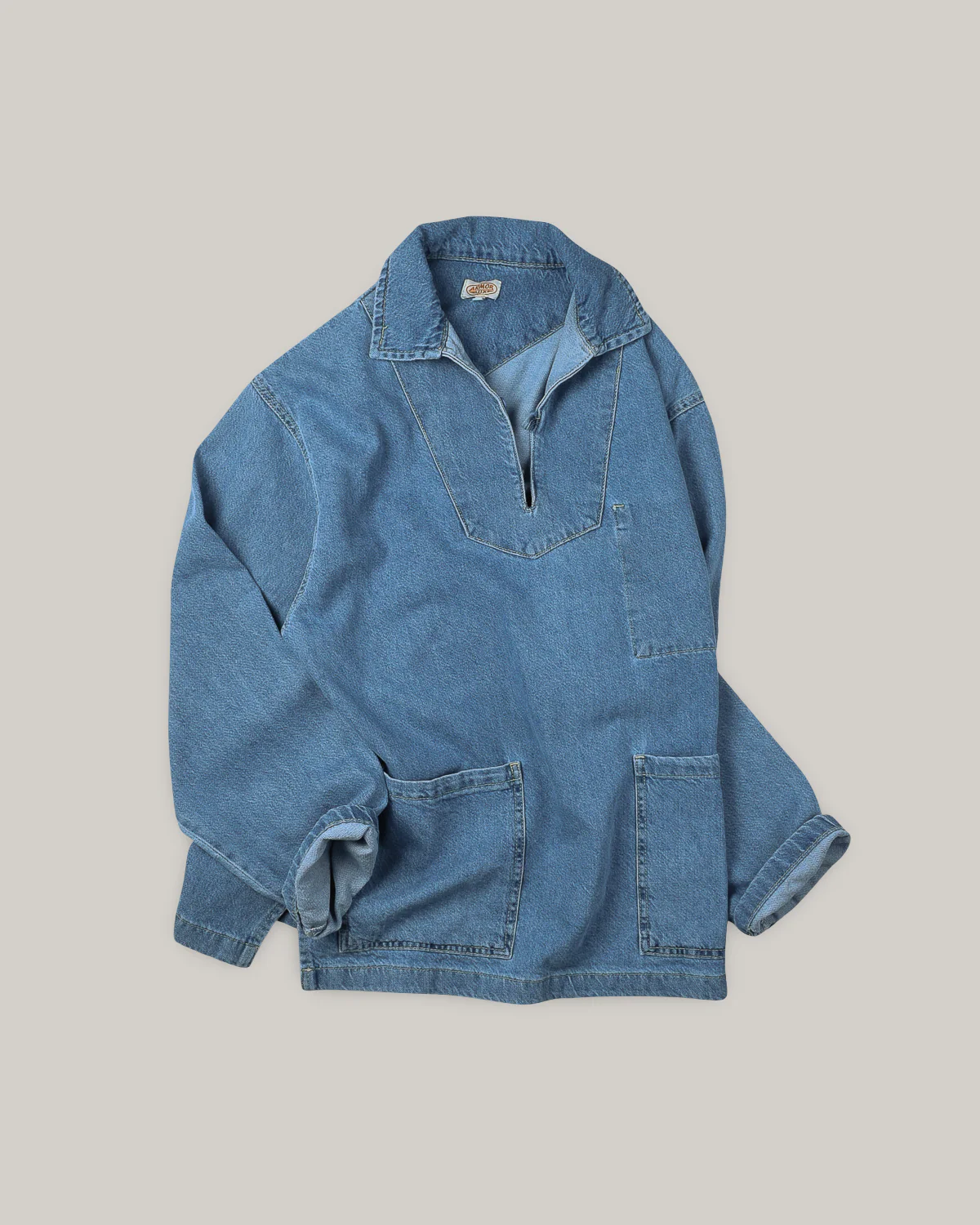 ARMOR LUX HERITAGE SMOCK -  MEDIUM BLUE DENIM - Image 2