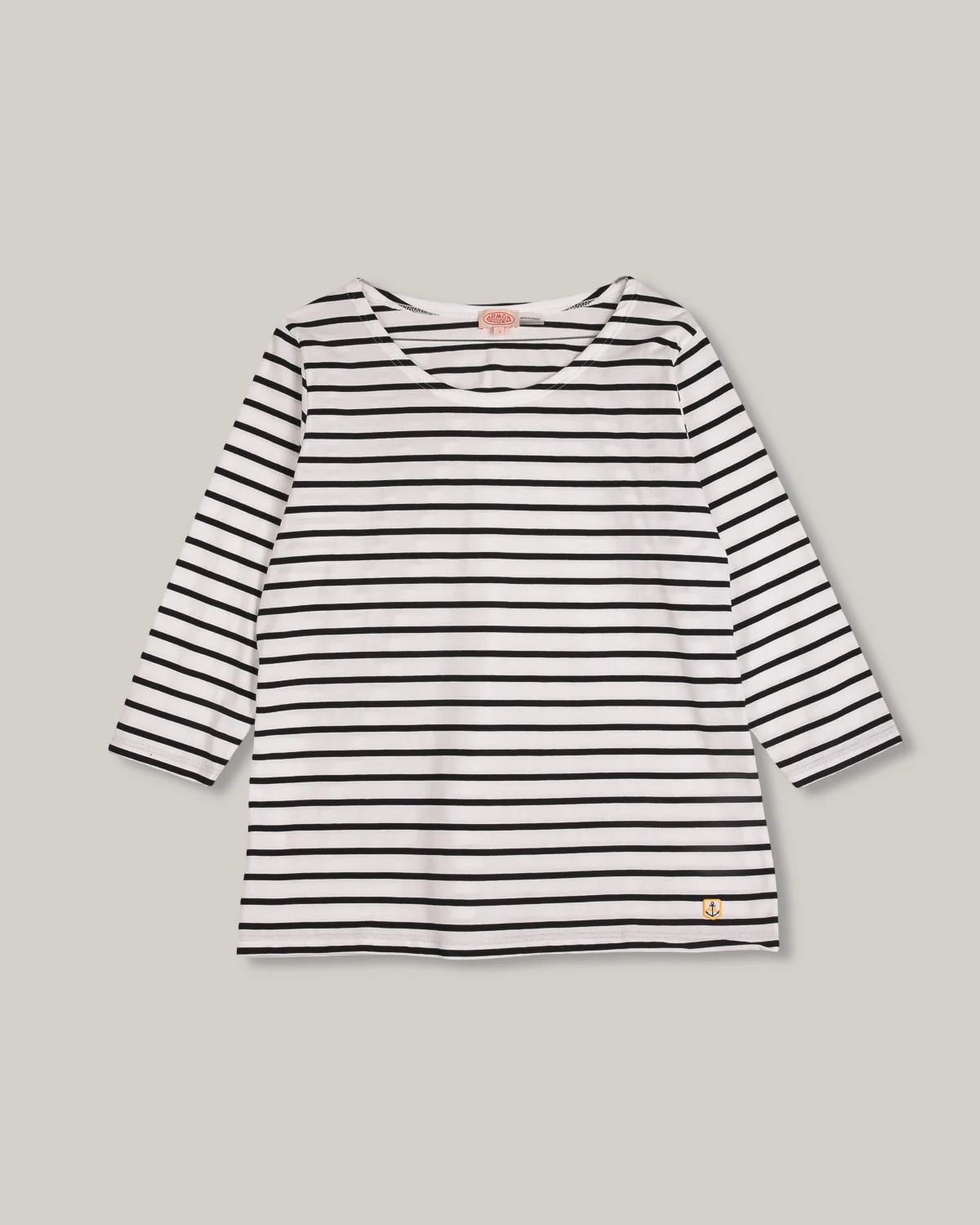 ARMOR LUX LADIES 3/4 SLEEVE T-SHIRT - WHITE/ RICH NAVY