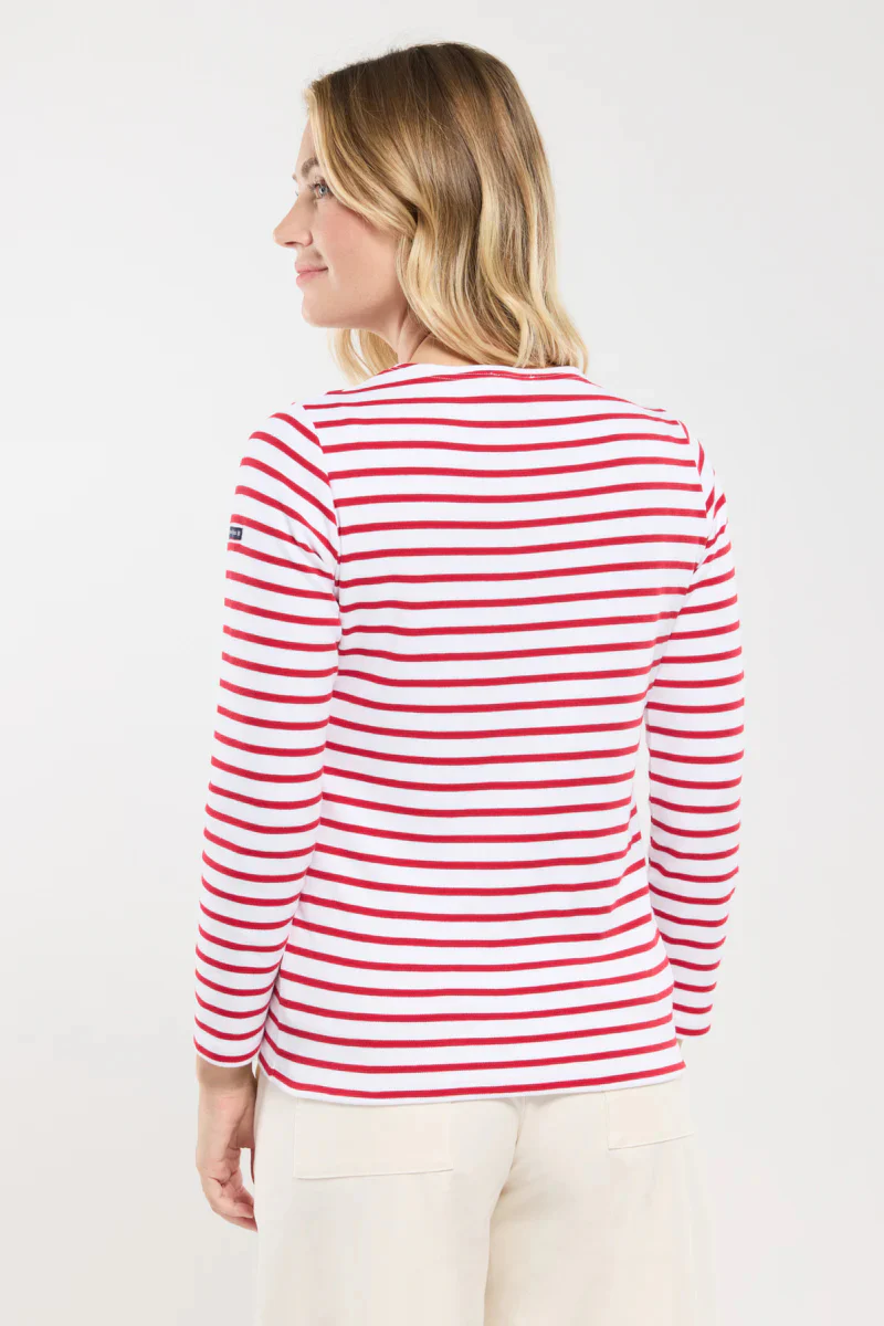 ARMOR LUX LADIES HERITAGE BRETON SHIRT L/S - WHITE/ BRAISE - Image 4
