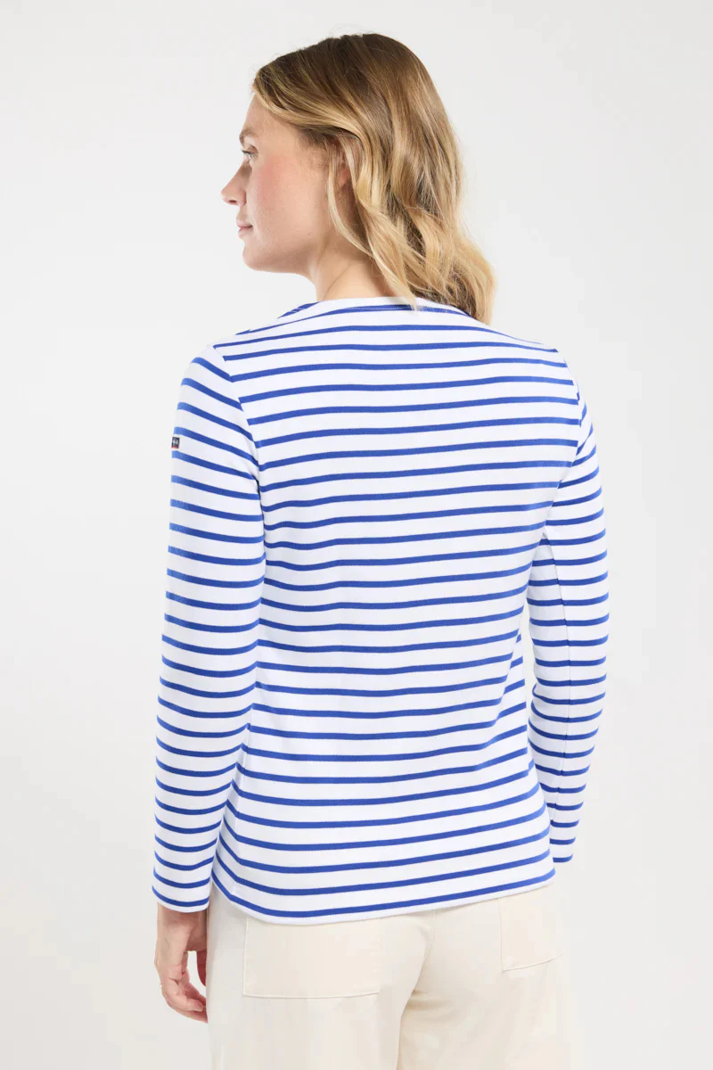 ARMOR LUX LADIES HERITAGE BRETON SHIRT L/S - WHITE/ ETOILE ROYAL BLUE - Image 6