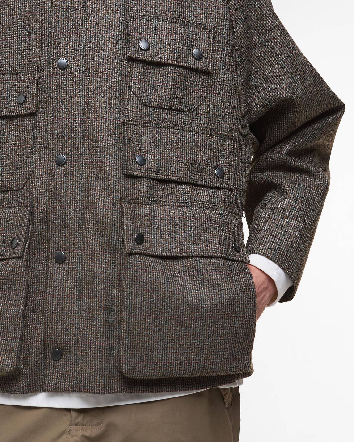 BARBOUR EDITOR WOOL JACKET - OLIVE CHECK - Image 4