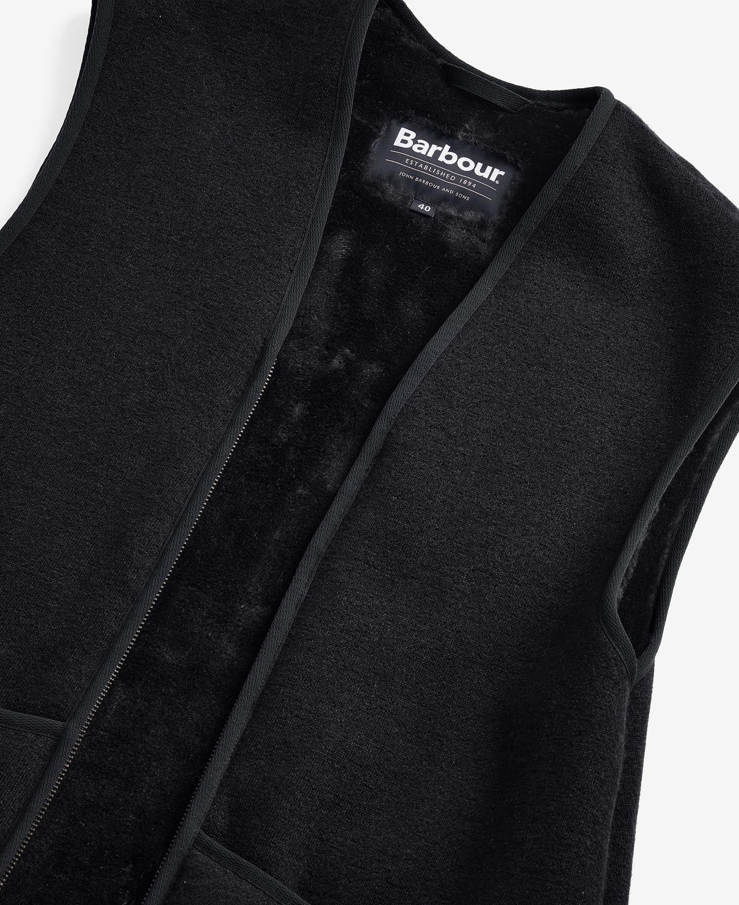 BARBOUR WARM PILE ZIP JACKET LINER - BLACK - Image 7