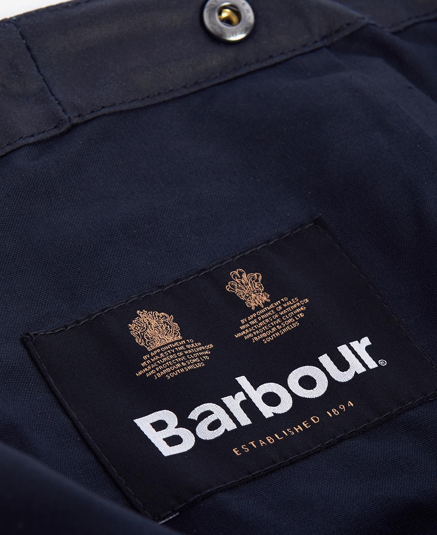 BARBOUR WAXED COTTON HOOD - NAVY WITH PLAIN LINING - Image 4
