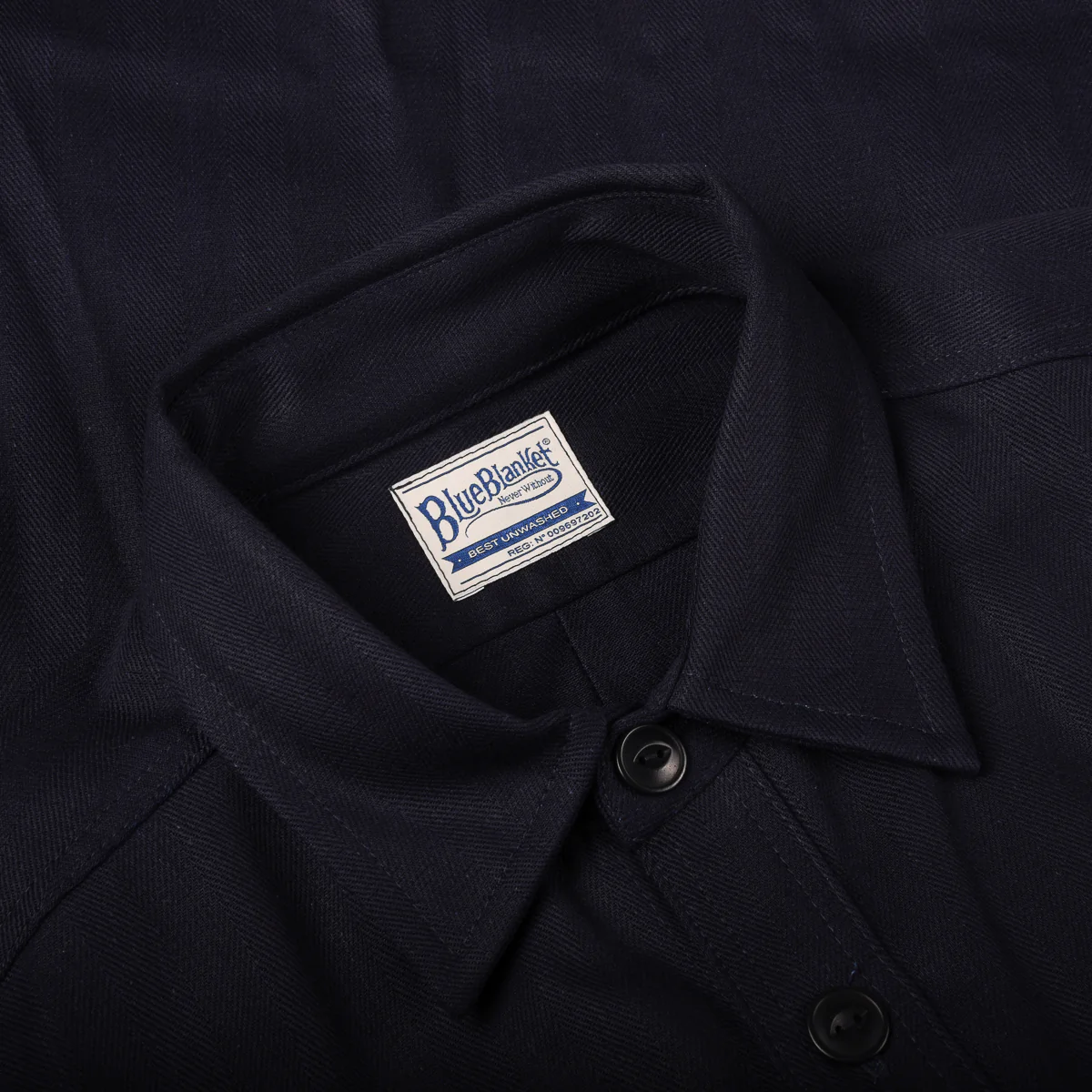 BLUE BLANKET JEANS S05 IT32 HERRINGBONE SHIRT - INDIGO - Image 4