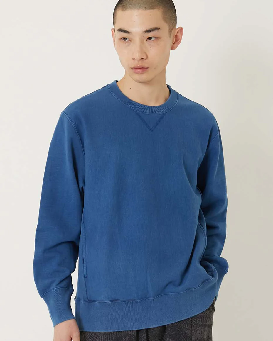 BLUE BLUE JAPAN KNITTED ORGANIC COTTON SWEAT HAND DYED CREW NECK PULLOVER - INDIGO - Image 2