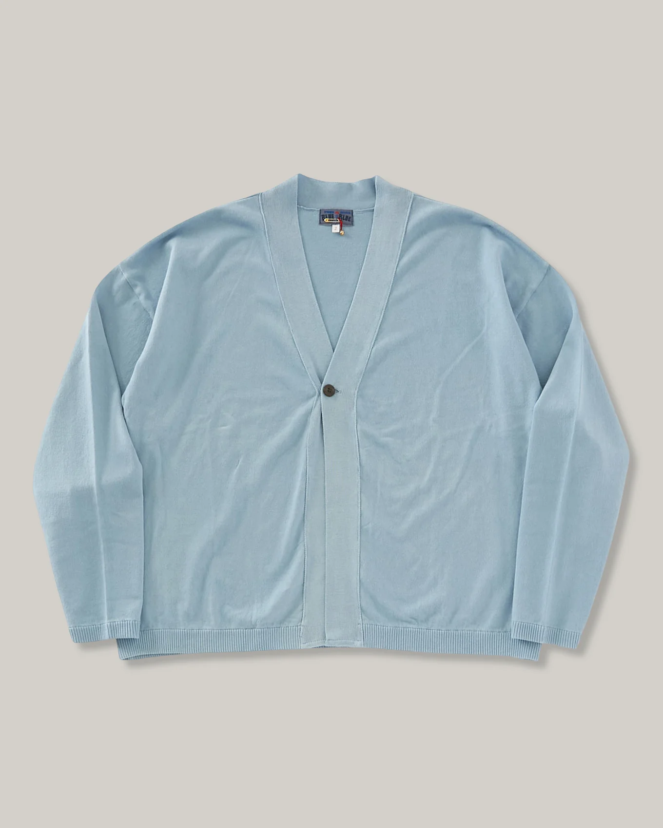 BLUE BLUE JAPAN ORGANIC COTTON PAPER YARN V-NECK CARDIGAN - BLUE