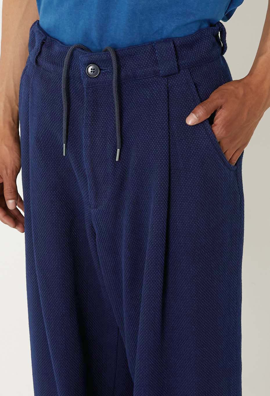 BLUE BLUE JAPAN PURE INDIGO LIGHT SASHIKO TUCKED WIDE PANTS - Image 5