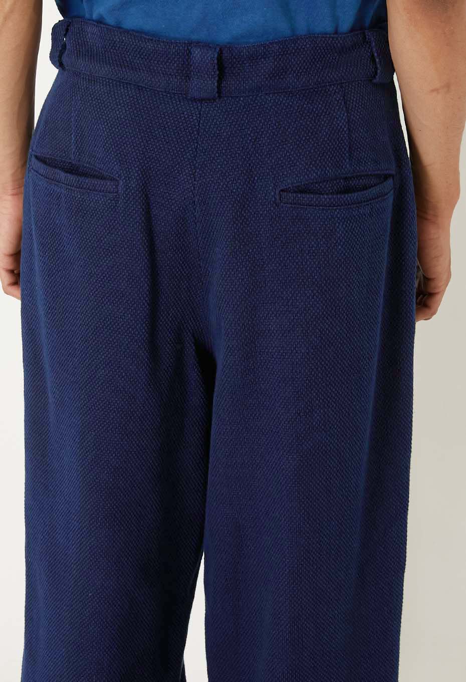 BLUE BLUE JAPAN PURE INDIGO LIGHT SASHIKO TUCKED WIDE PANTS - Image 6