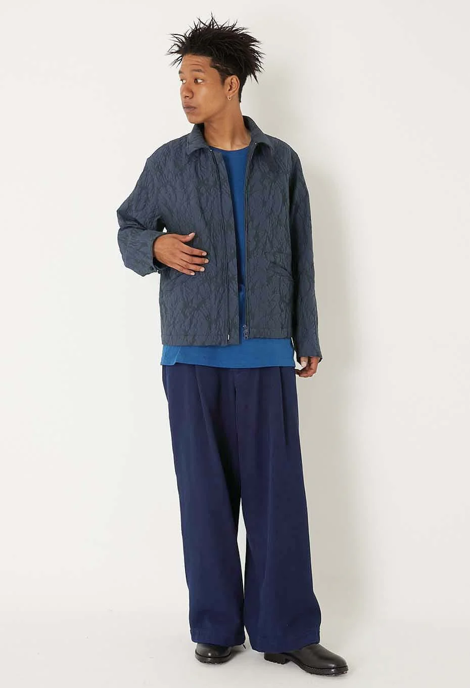 BLUE BLUE JAPAN PURE INDIGO LIGHT SASHIKO TUCKED WIDE PANTS - Image 8
