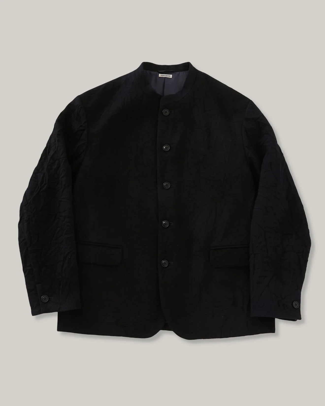 BLUE BLUE JAPAN SPECKLED DYED WOOL STAND UP COLLAR JACKET - DARK NAVY