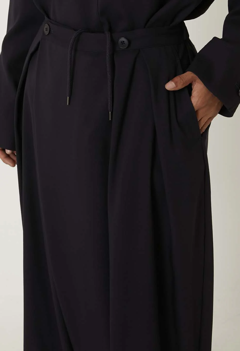 BLUE BLUE JAPAN STRETCH DRY TWILL FULL WIDE PANTS - DARK NAVY - Image 5
