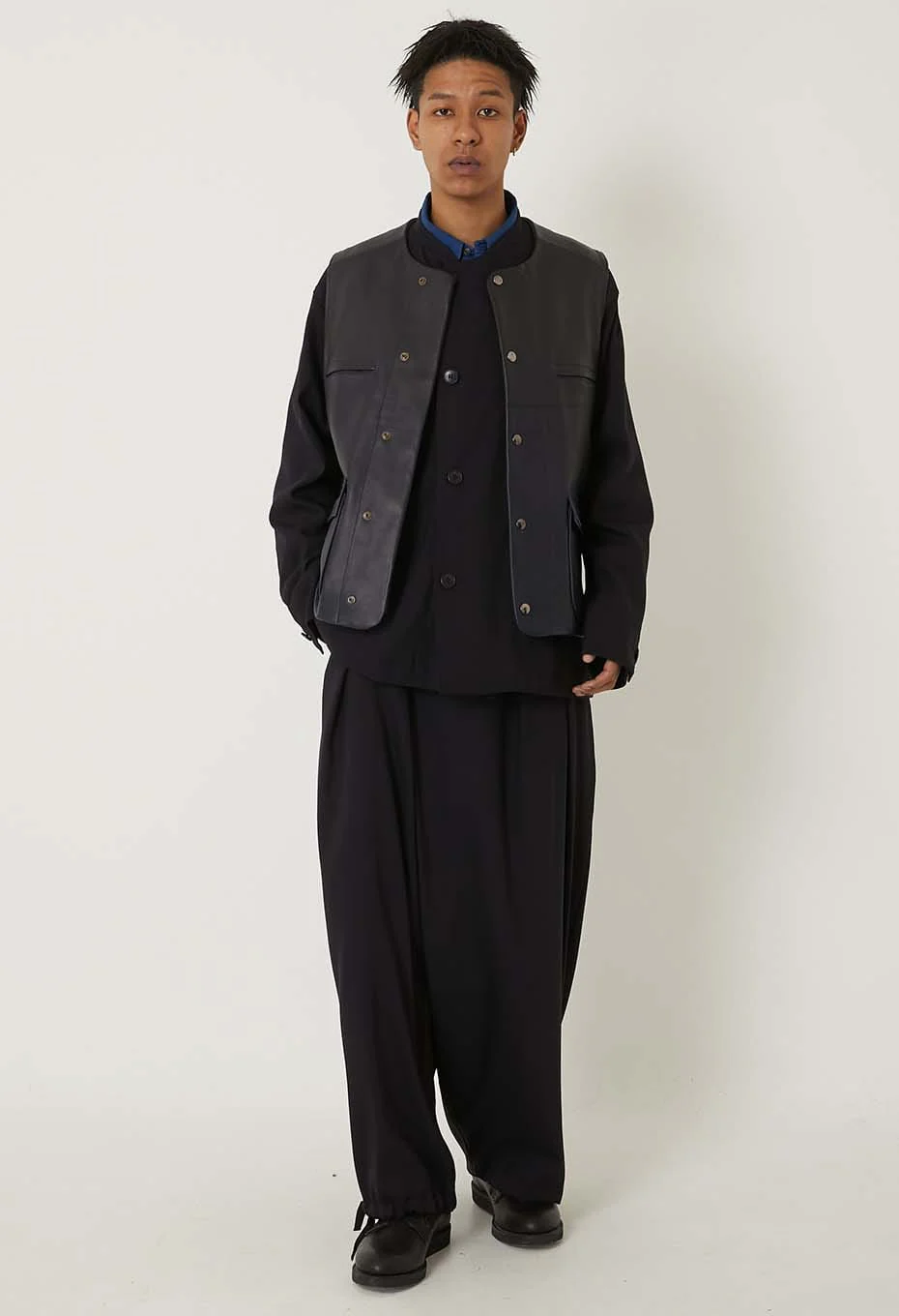 BLUE BLUE JAPAN STRETCH DRY TWILL FULL WIDE PANTS - DARK NAVY - Image 8