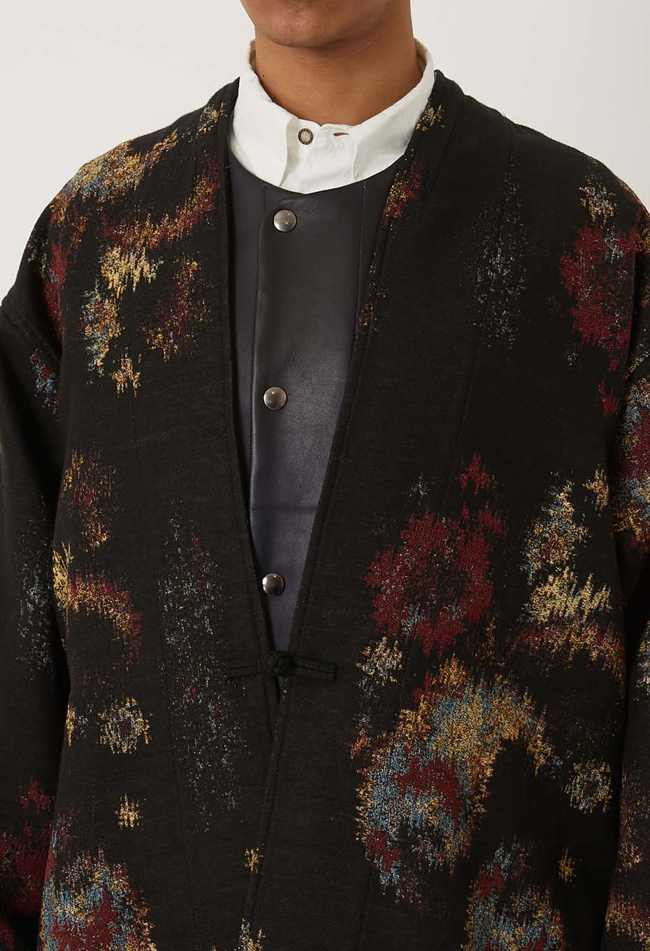 BLUE BLUE JAPAN TSUJIGAHANA GOBELIN LONG HAORI JACKET - BLACK - Image 5