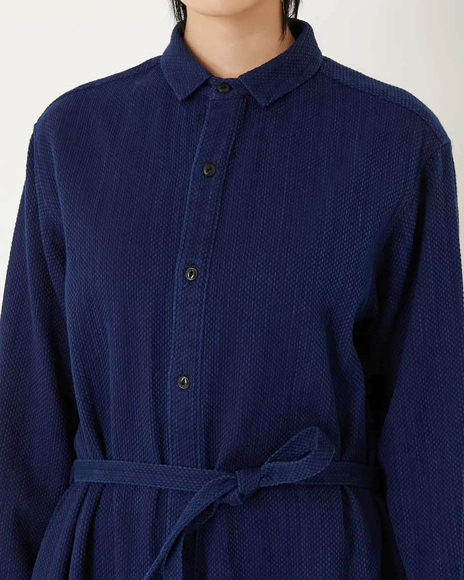 BLUE BLUE JAPAN WOMENS KASEZOME SASHIKO SHIRT DRESS - INDIGO - Image 3