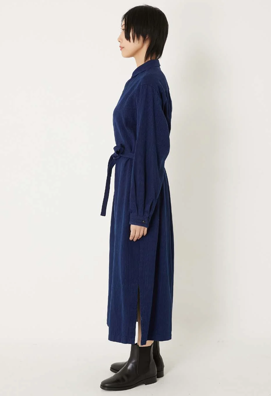 BLUE BLUE JAPAN WOMENS KASEZOME SASHIKO SHIRT DRESS - INDIGO - Image 4