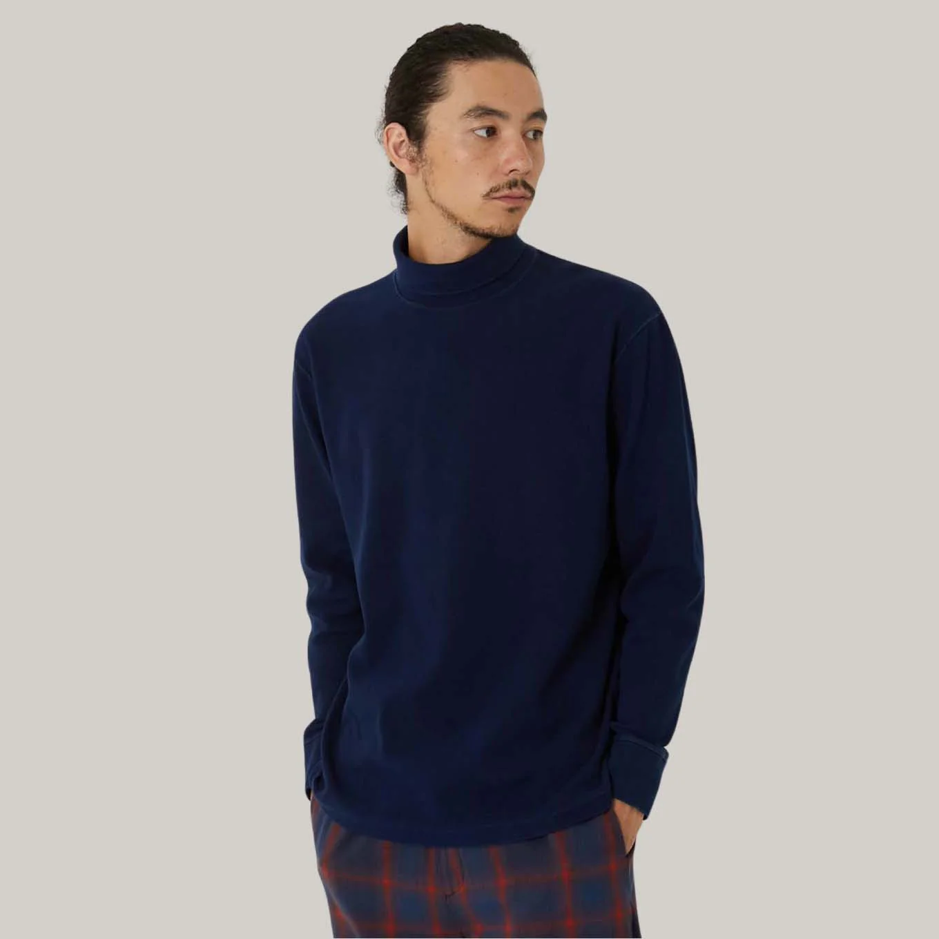 BLUE BLUE JAPAN INDIGO HAND DYED SLUB COTTON RIB TURTLE LS TEE - INDIGO - Image 3