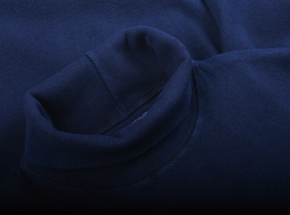 BLUE BLUE JAPAN INDIGO HAND DYED SLUB COTTON RIB TURTLE LS TEE - INDIGO - Image 4