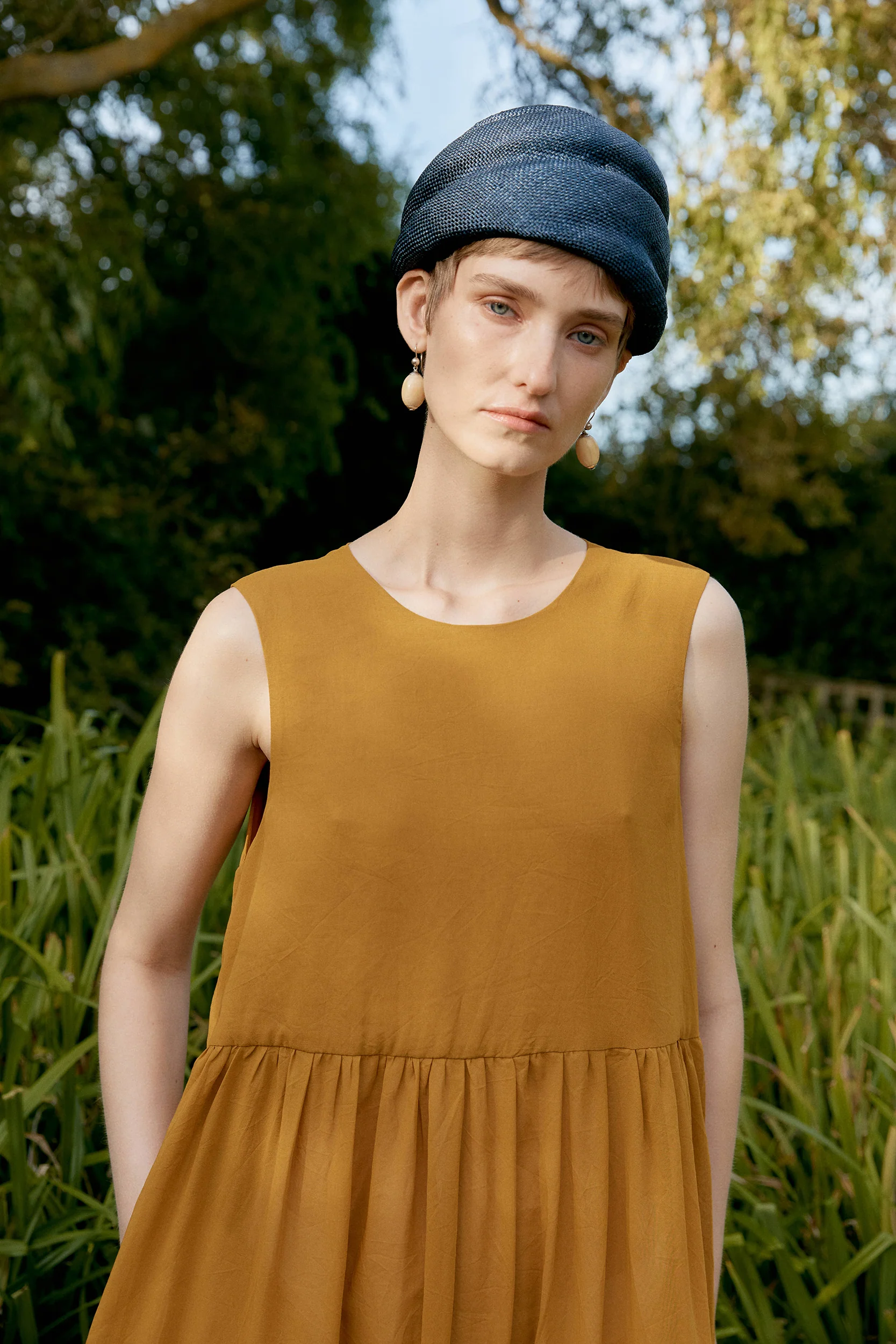 CAWLEY GENEVIEVE COTTON VIOLE DRESS - MUSTARD - Image 3
