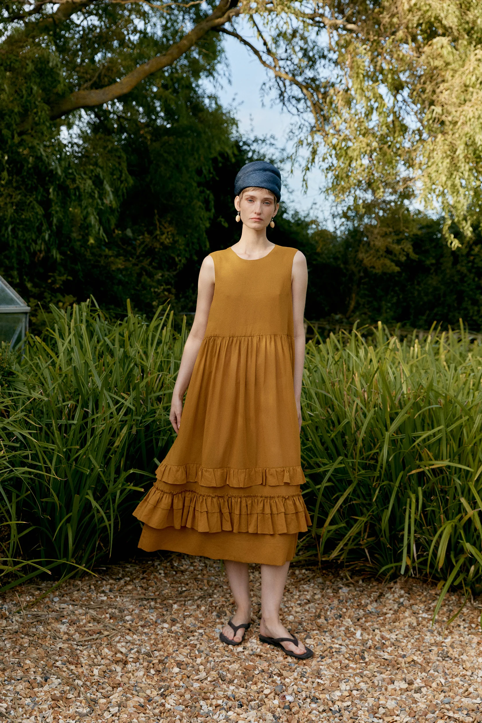 CAWLEY GENEVIEVE COTTON VIOLE DRESS - MUSTARD - Image 4