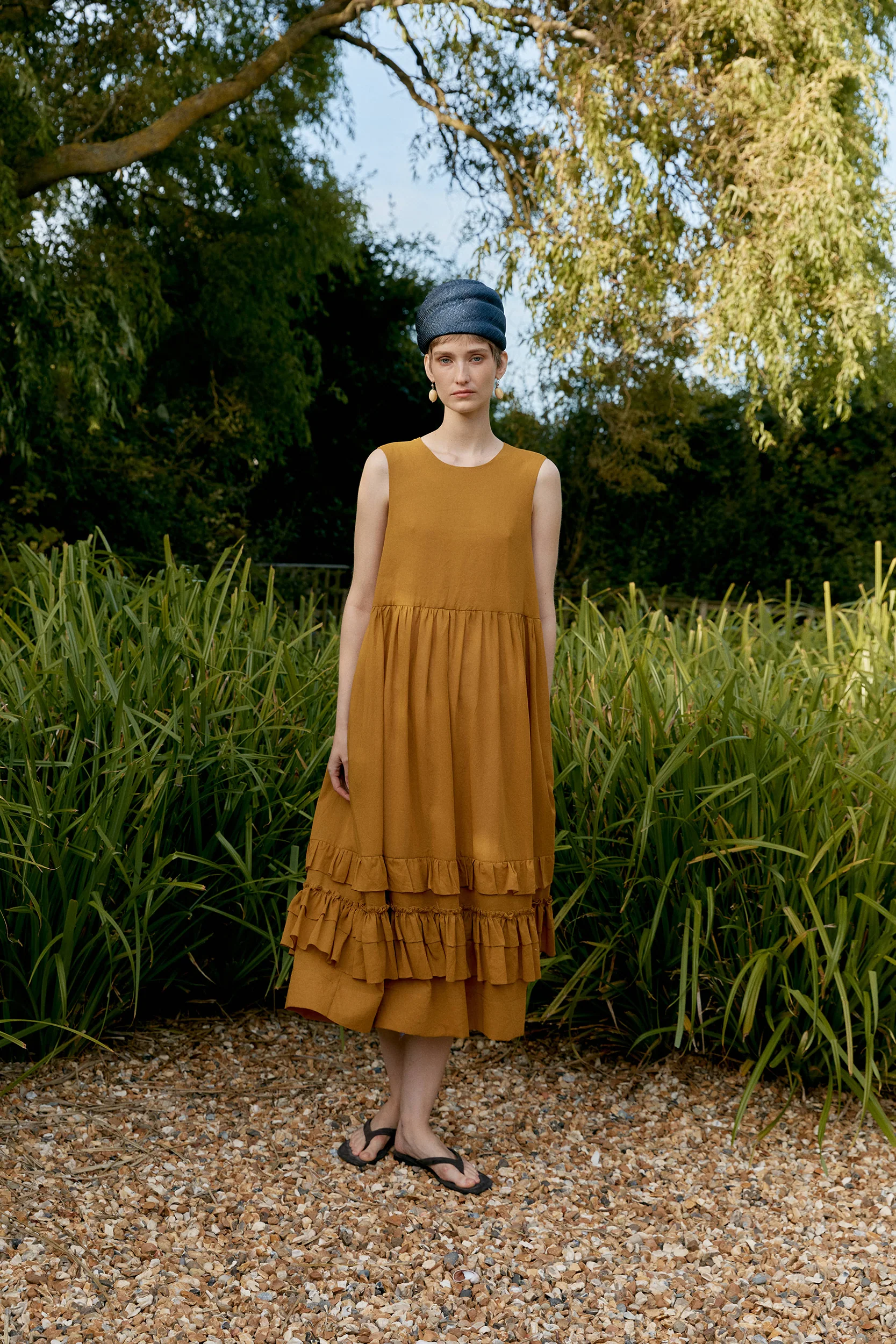 CAWLEY GENEVIEVE COTTON VIOLE DRESS - MUSTARD - Image 5