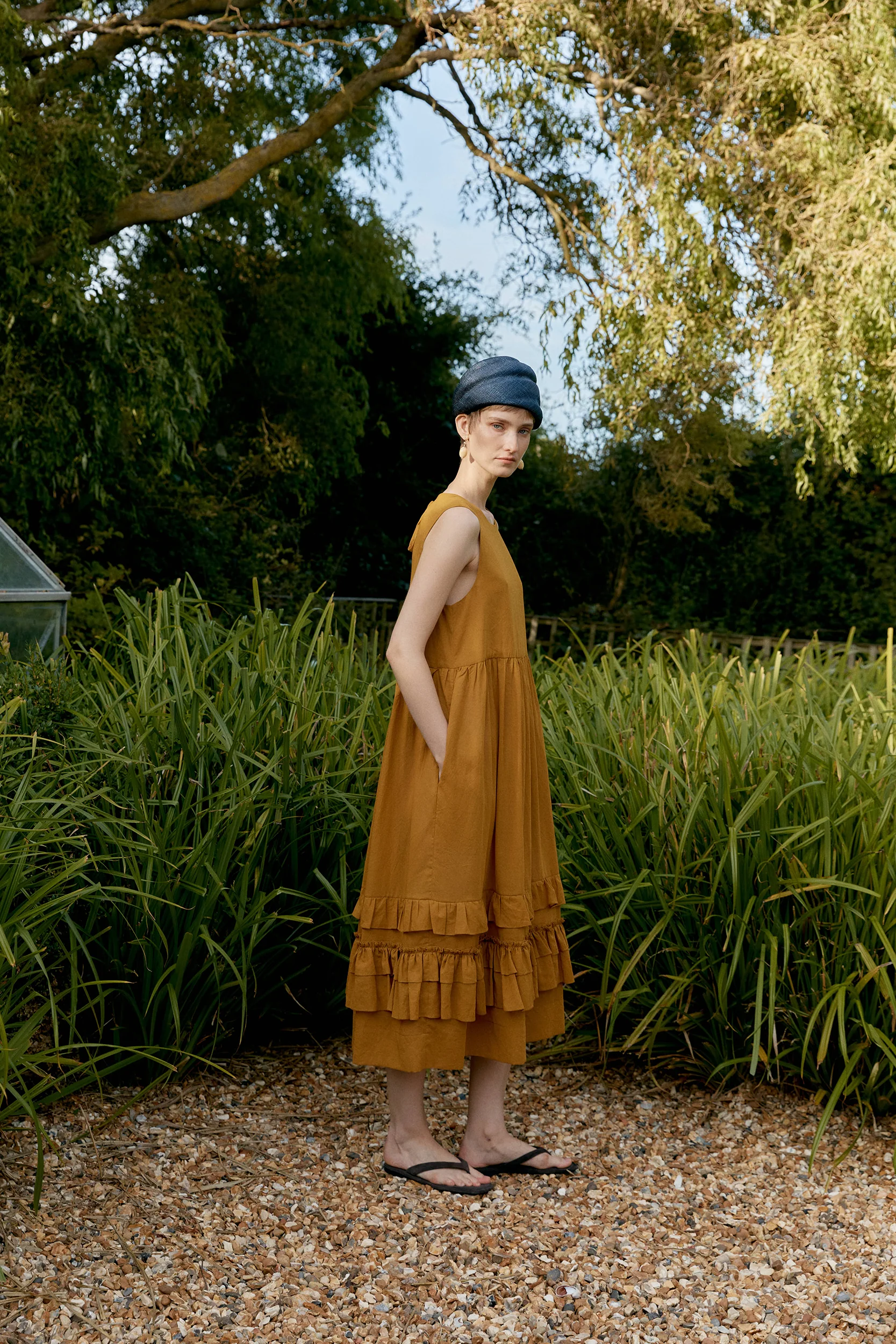 CAWLEY GENEVIEVE COTTON VIOLE DRESS - MUSTARD - Image 6