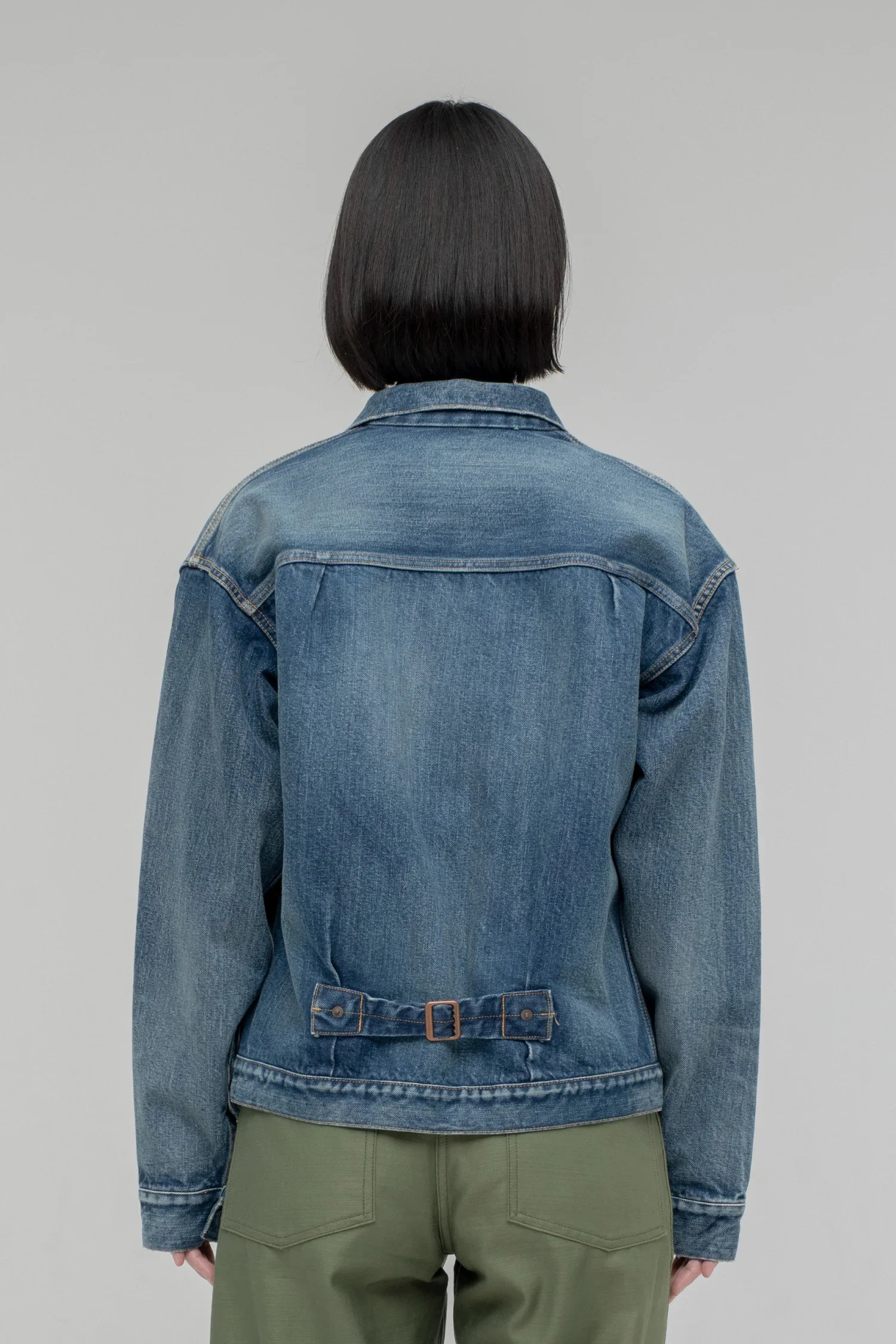 CIOTA SINGLE POCKET DENIM JACKET - MEDIUM DARK BLUE DAMAGE - Image 3