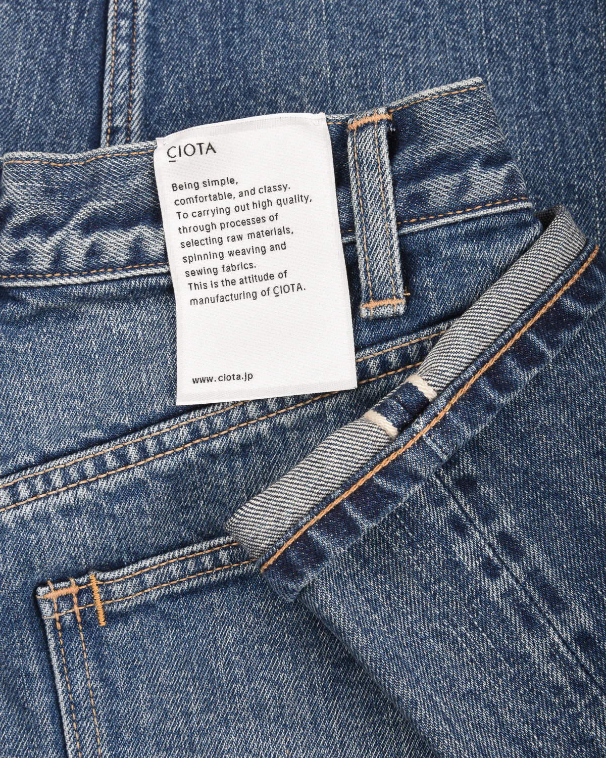 CIOTA WIDE BAGGY 5 POCKET PANTS - MEDIUM BLUE - Image 3
