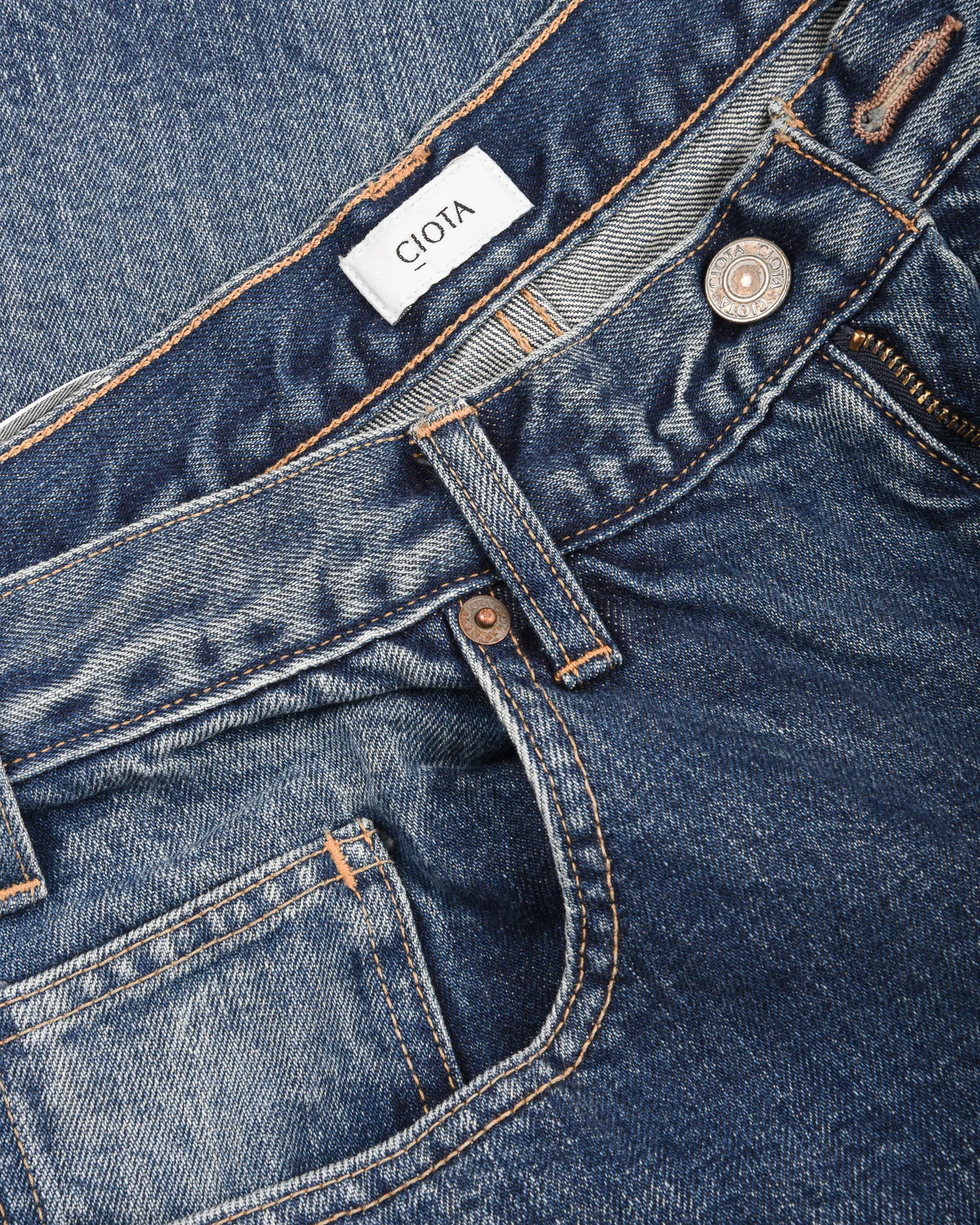CIOTA WIDE BAGGY 5 POCKET PANTS - MEDIUM BLUE - Image 5
