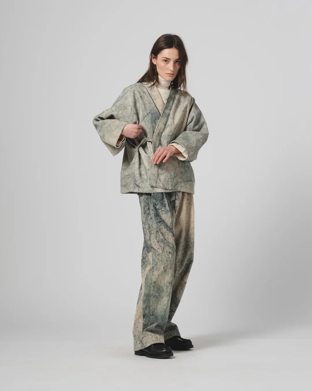 EAT DUST KIMONO - FELINO CORD - BEIGE/ INK - Image 4