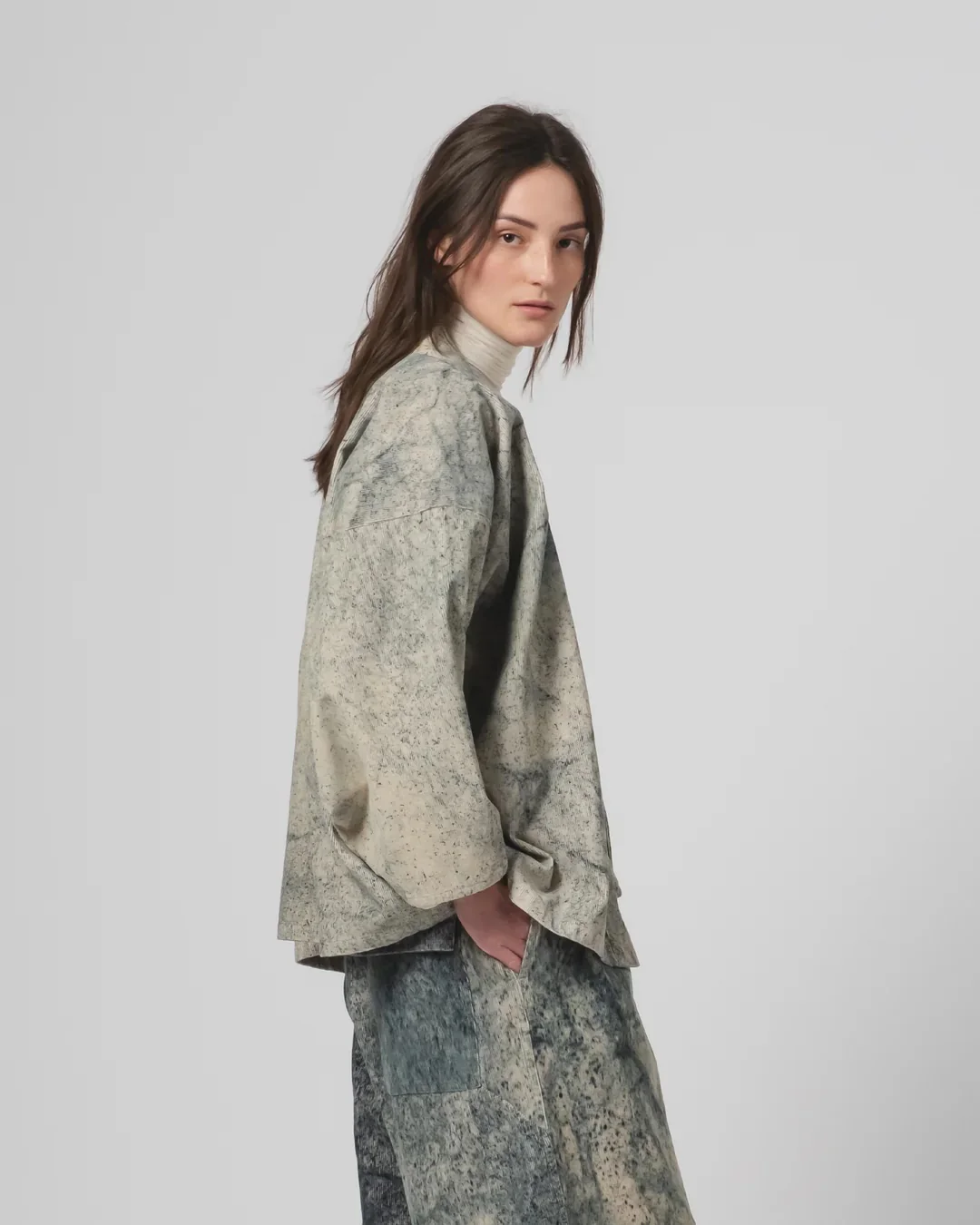 EAT DUST KIMONO - FELINO CORD - BEIGE/ INK - Image 5