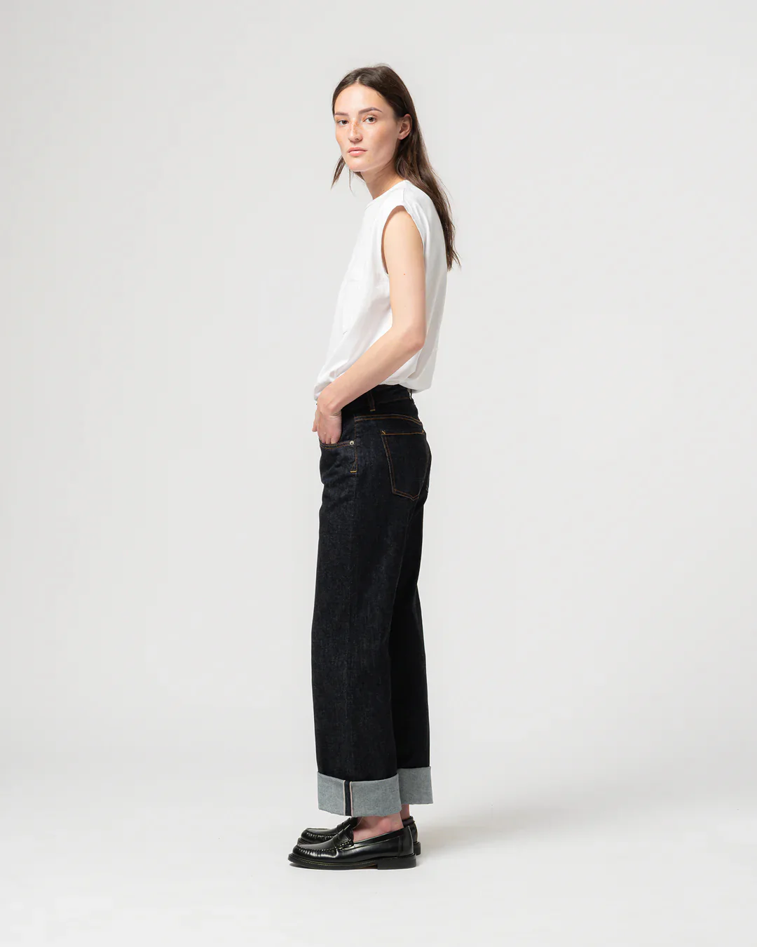 GIRLS OF DUST GEORGIA STRAIGHT SELVEDGE ECO DENIM - INDIGO BLUE - Image 5