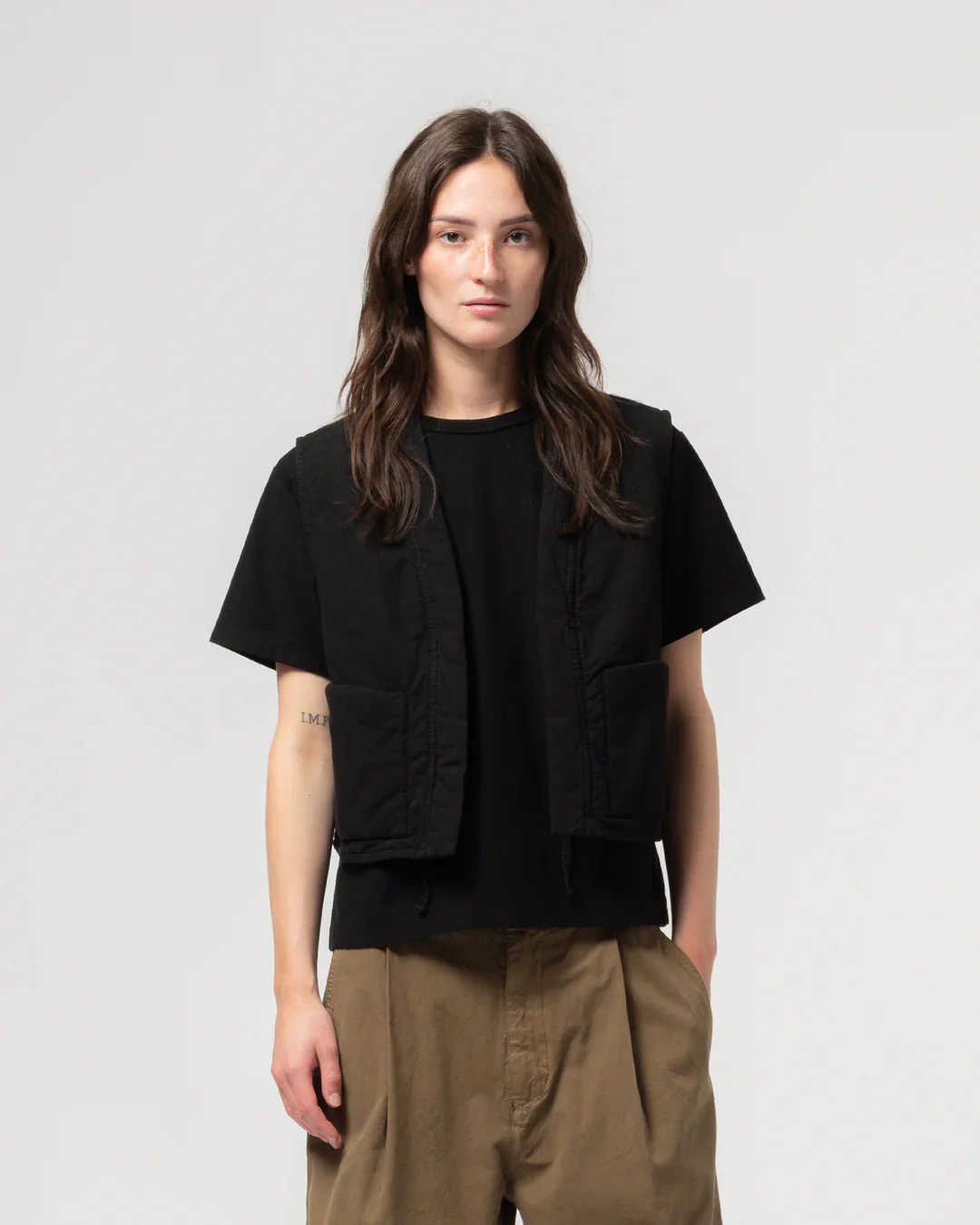 GIRLS OF DUST PADDED CORK VEST -  FADED BLACK