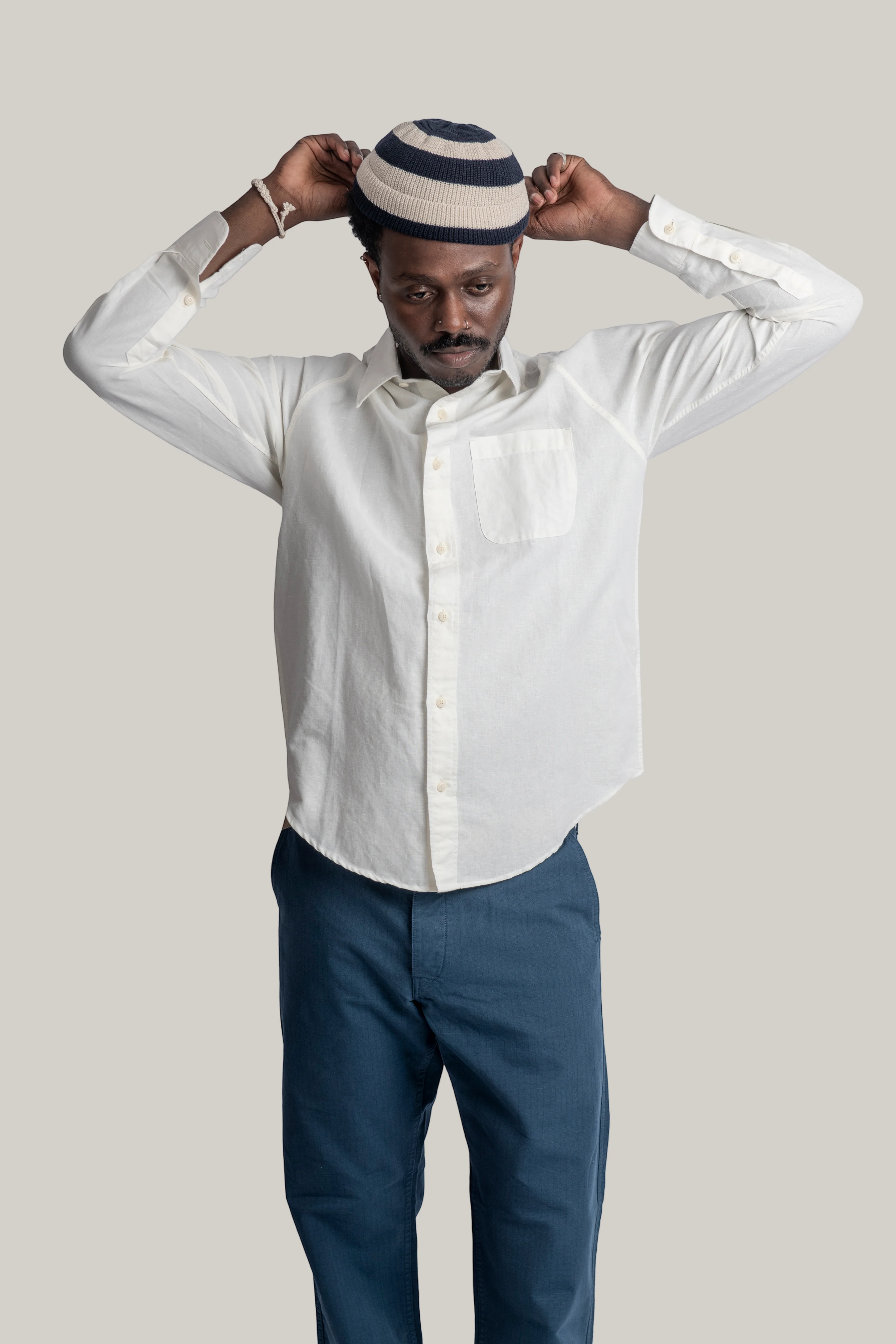 HEIMAT COTTON/ HEMP ARTIST SHIRT GD - WHITE - Image 4