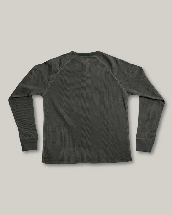 HEIMAT HENLEY WAFFLE TOP - MILITARY GREEN - Image 4