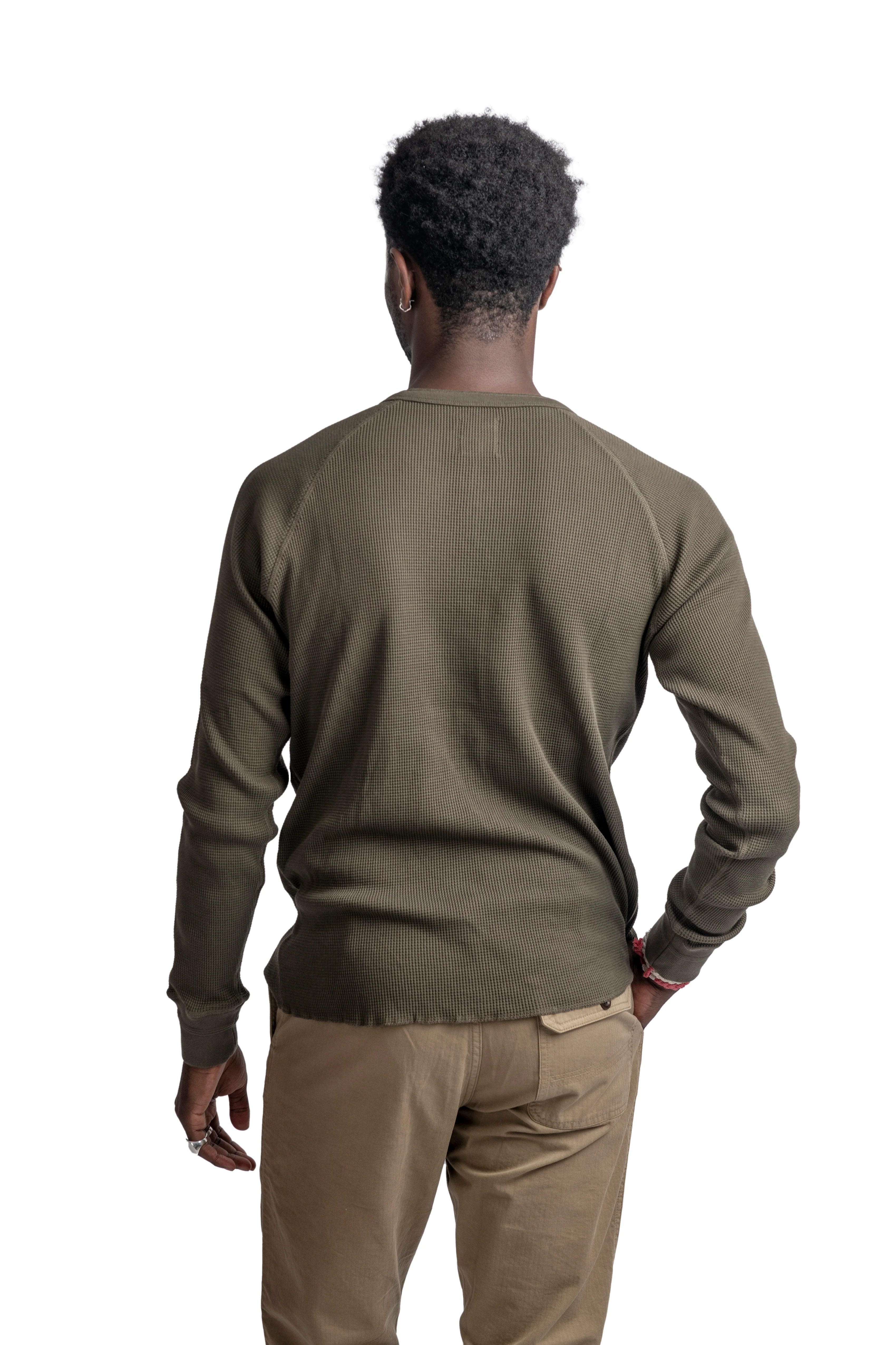 HEIMAT HENLEY WAFFLE TOP - MILITARY GREEN - Image 6