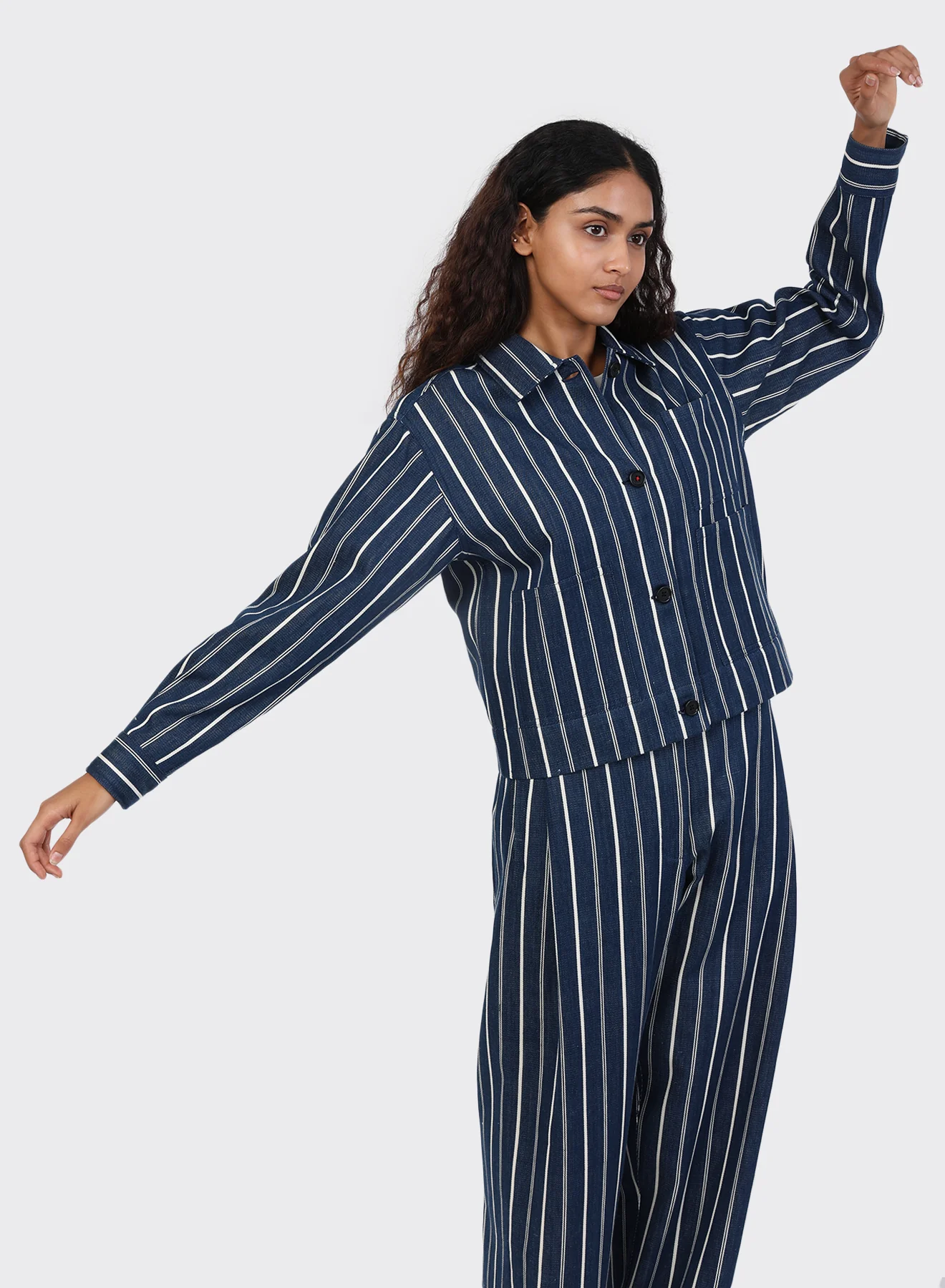 KARDO BHARTI TROUSERS - INDIGO STRIPE - Image 8