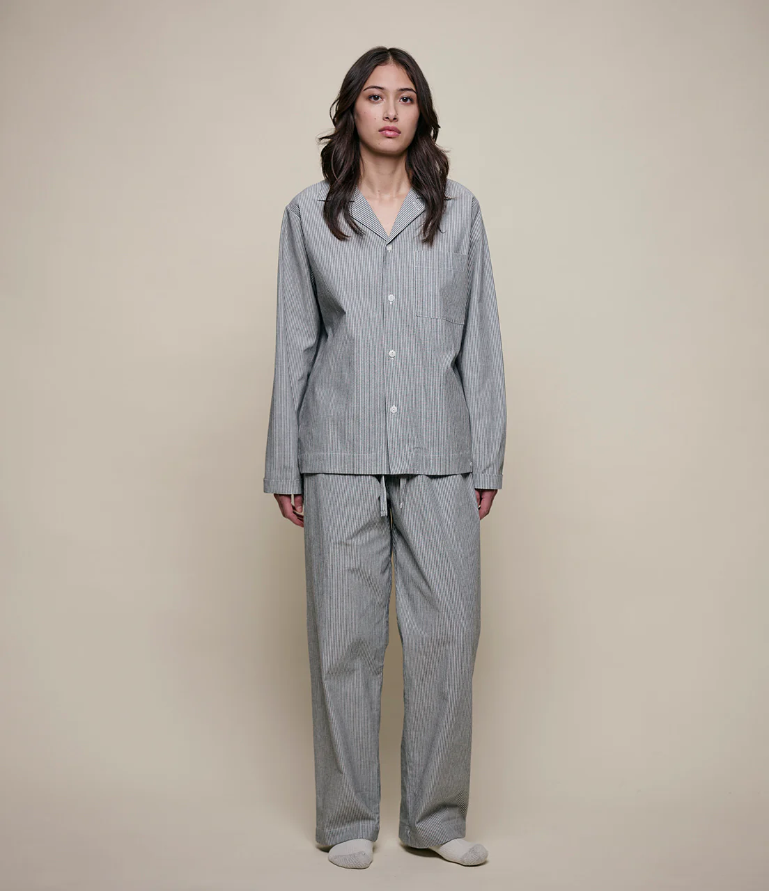 MERZ B. SCHWANEN COTTON PYJAMA PANTS - DEEP BLACK/ NATURE - Image 5