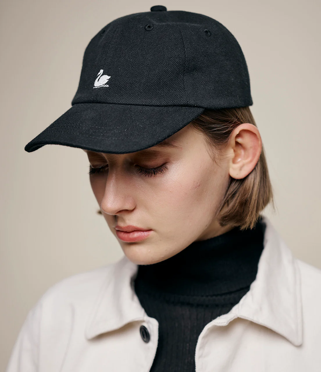 MERZ B. SCHWANEN SWAN LOGO CAP - DEEP BLACK - Image 2