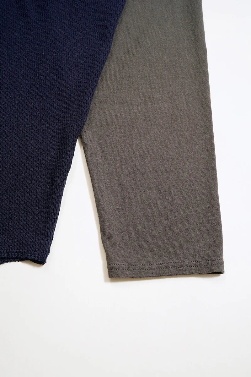 NIGEL CABOURN MAINLINE BASEBALL T-SHIRT HONEYCOMB KNIT - NAVY - Image 4