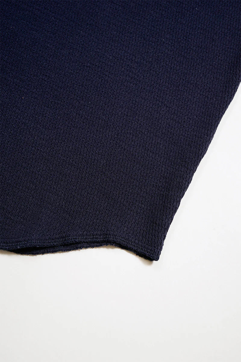 NIGEL CABOURN MAINLINE BASEBALL T-SHIRT HONEYCOMB KNIT - NAVY - Image 6