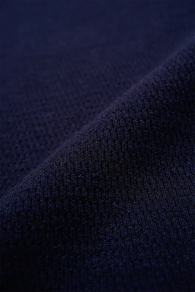 NIGEL CABOURN MAINLINE BASEBALL T-SHIRT HONEYCOMB KNIT - NAVY - Image 7