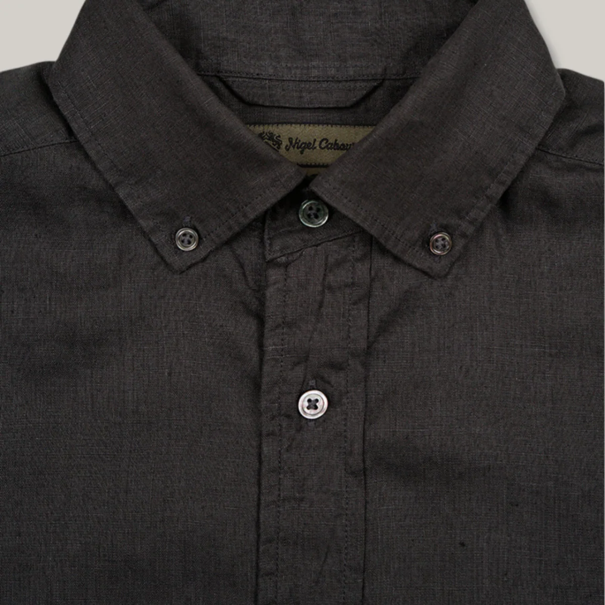NIGEL CABOURN MAINLINE BRITISH OFFICER SHIRT HEMPHORSE CLOTH - CHARCOAL GREY - Image 3