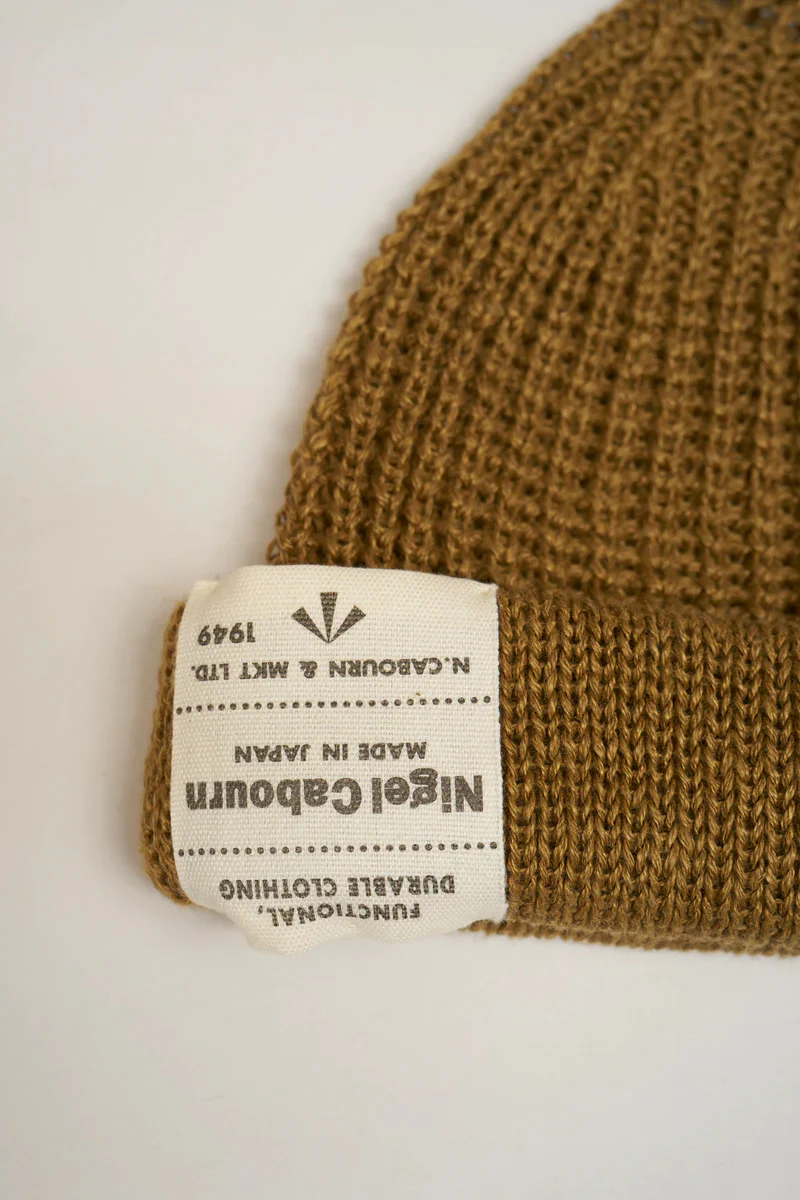 NIGEL CABOURN MAINLINE HEMP BEANIE - KHAKI - Image 3