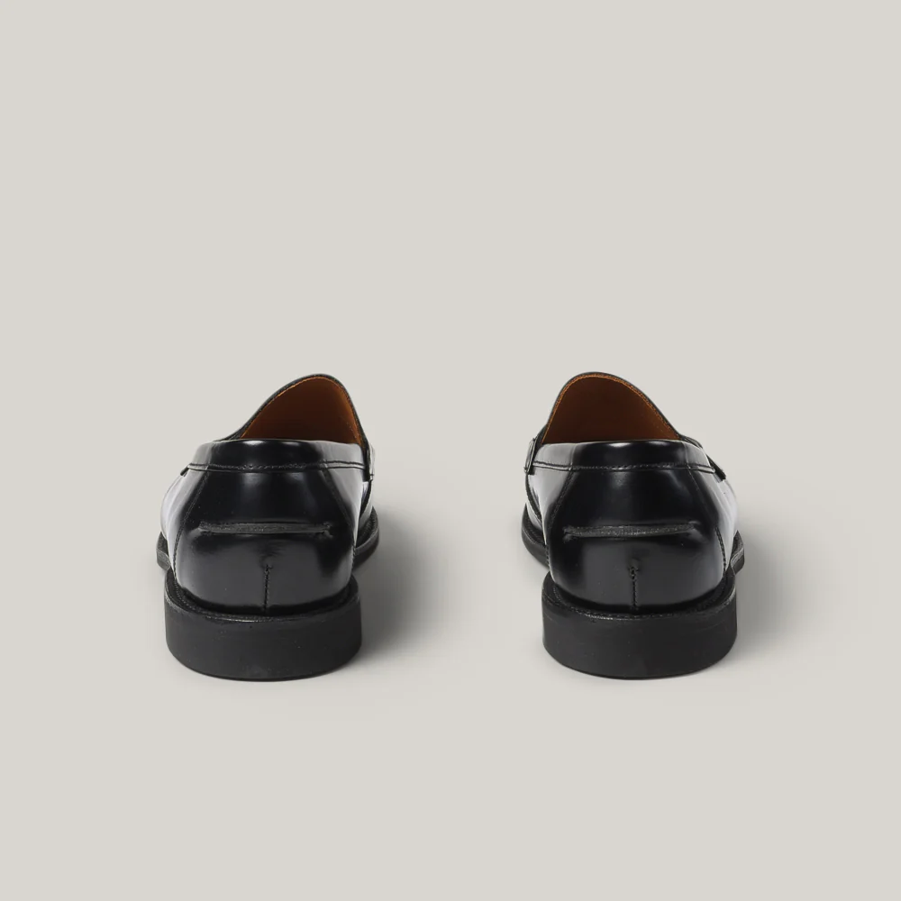 SANDERS BUTTSEAM APRON PENNY LOAFER - BLACK - Image 5