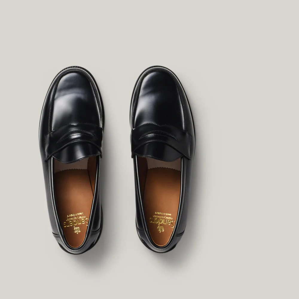 SANDERS BUTTSEAM APRON PENNY LOAFER - BLACK - Image 6